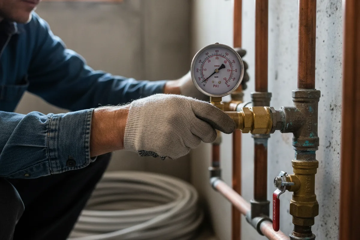 Pressure testing a repaired line during Water Line Repair in Parkersburg